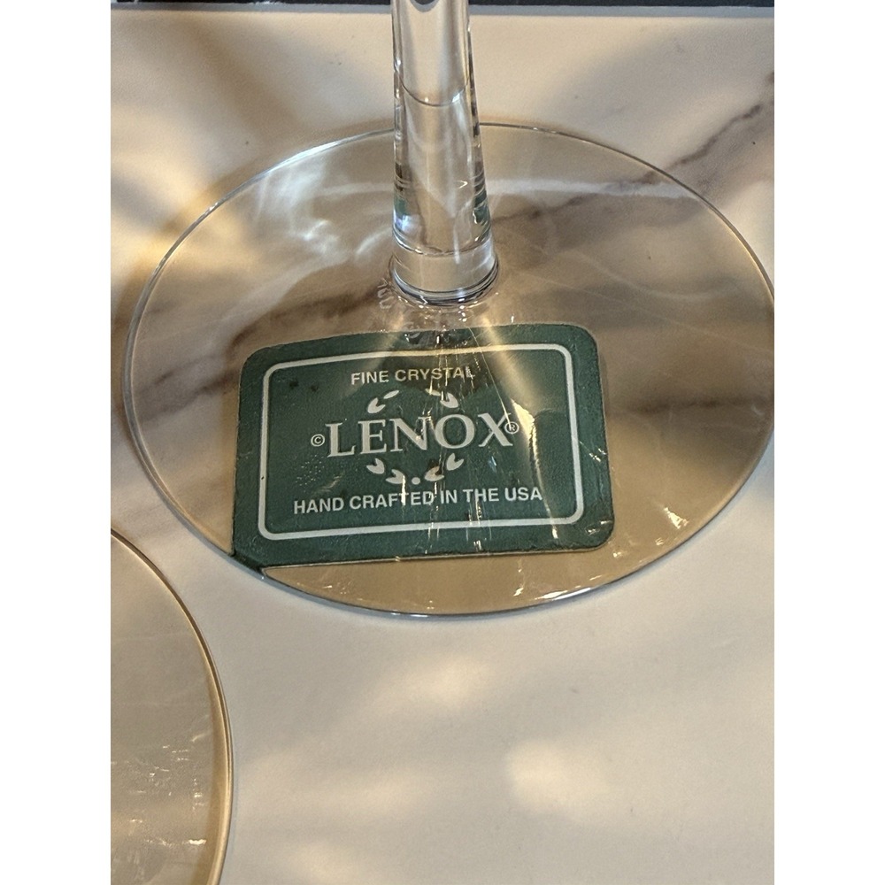 Lenox Firelight Gold Crystal Water Goblet Iced Tea Glasses Set 4 NWT USA - Picture 10 of 11